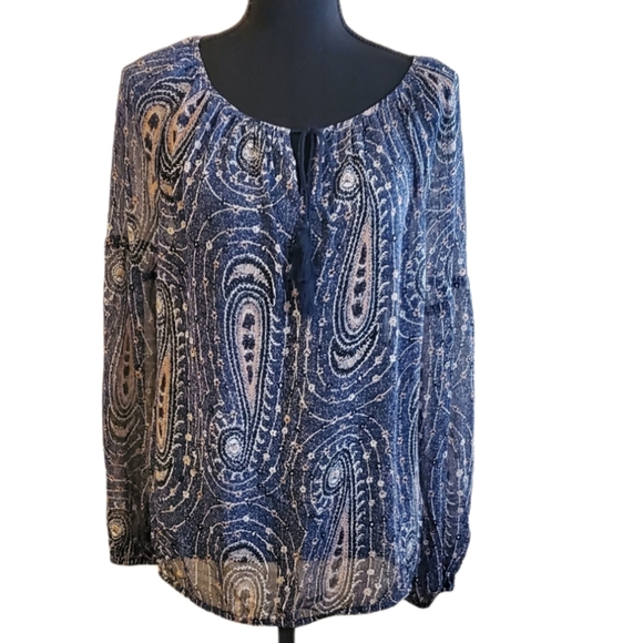 Lucky Brand Sheer Bohemian Peasant Shirt - Picture 1 of 8